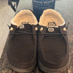 Women’s Hey Dude Black Shoes with Fleece Lining